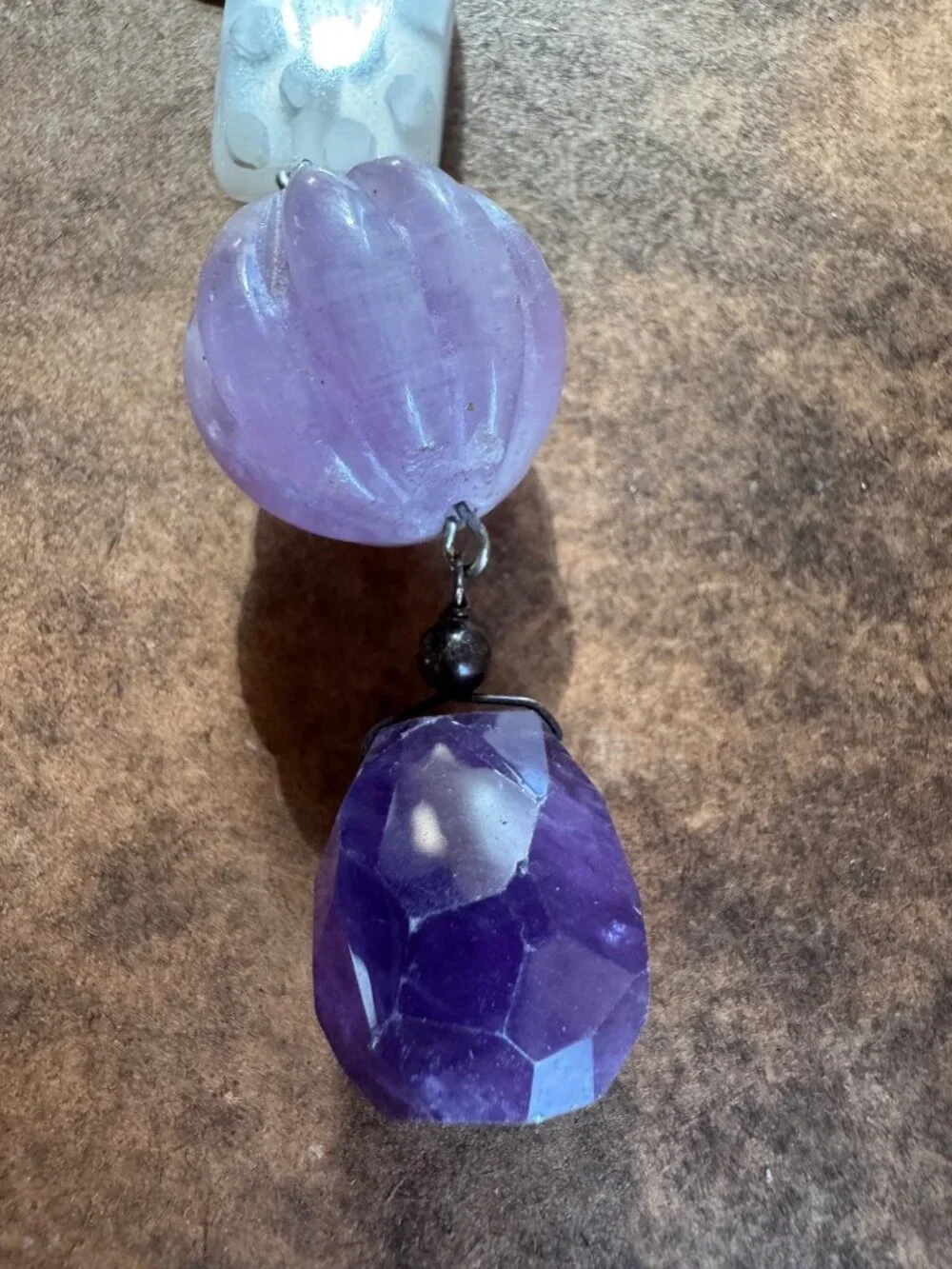 BoHo purse charm/keychain with amethyst beads